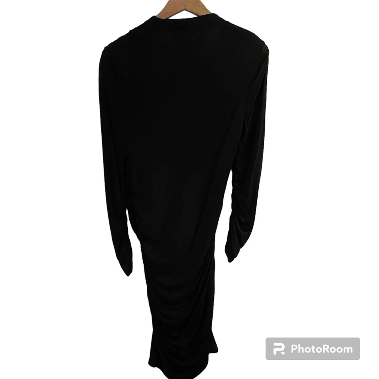 NWT Catherine Malandrino Black Bodycon Dress Long Sleeves Ruched Stretch Large - Image 12