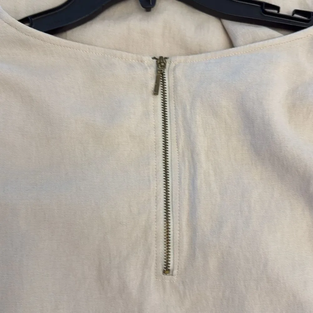 Zara Midi Biege Lined Long Sleeve Beige Tax Line Dress Size Small - Image 3