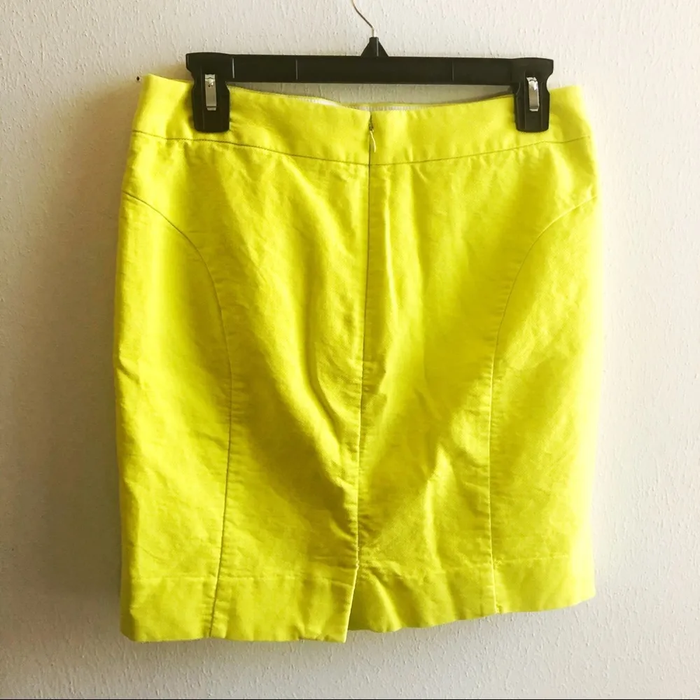 J. Crew Skirt Neon Yellow The Pencil Skirt Sz 4 EUC w/ Pockets Factory Store - Image 6