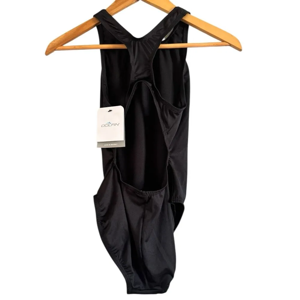 NWT Dolfin Black Ocean Performance Back Solid One-Piece Swimsuit Sz 24 - Image 4
