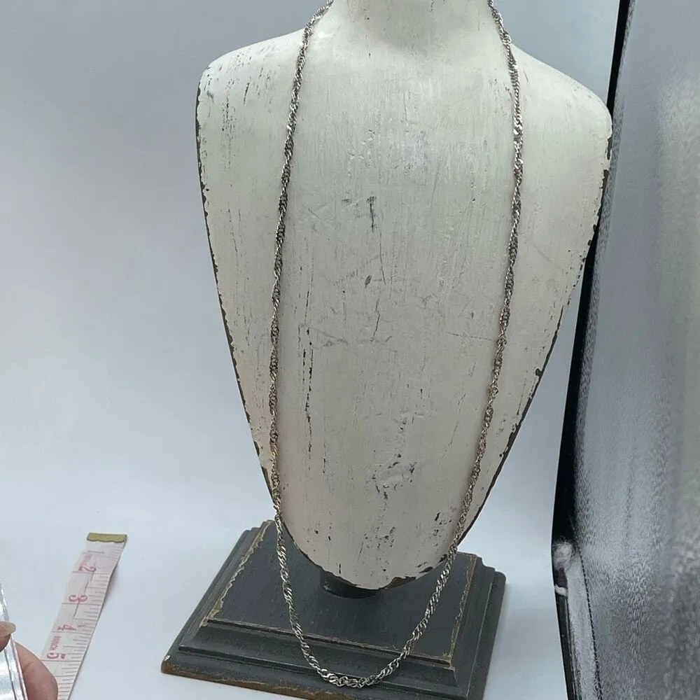 Long herringbone flat twisted Sterling silver chain necklace. - Image 2