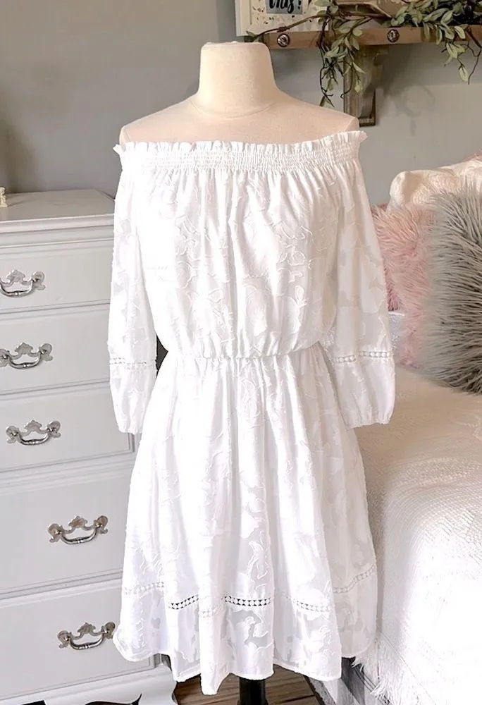 Kari Blue White Dress Womens XS Solid Fit and Flare - Image 2