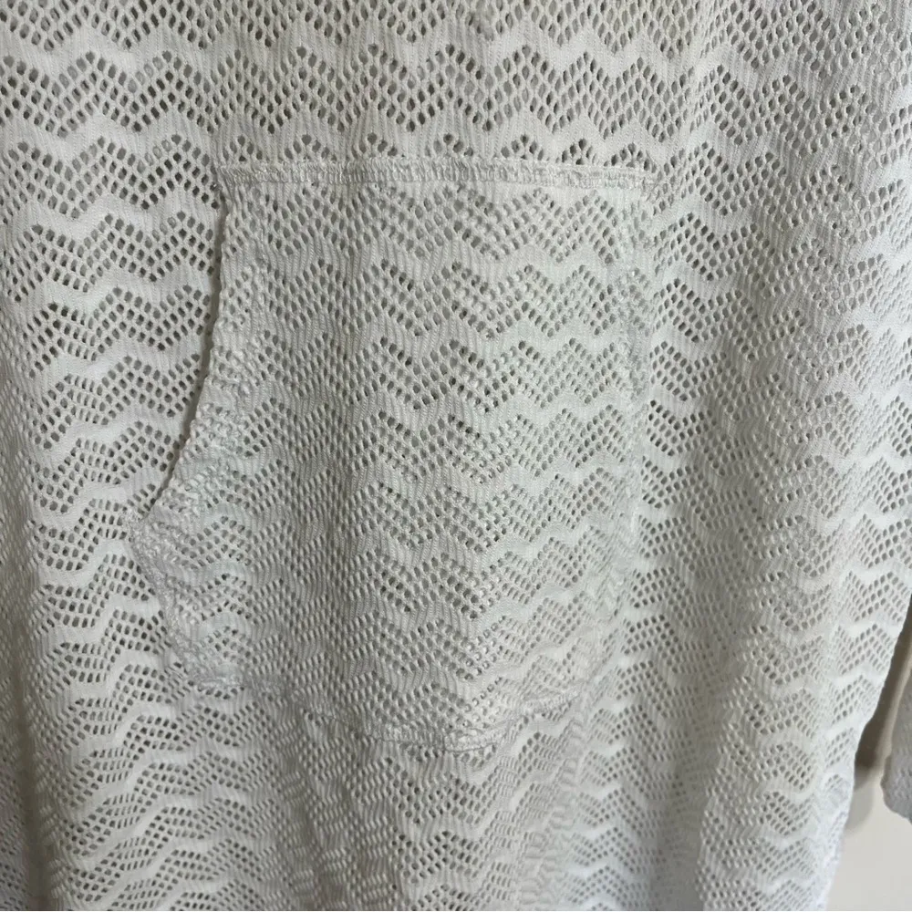 prAna Luiza Swimsuit Cover-Up Hooded‎ Tunic White Chevron Pocket Size Small - Image 2