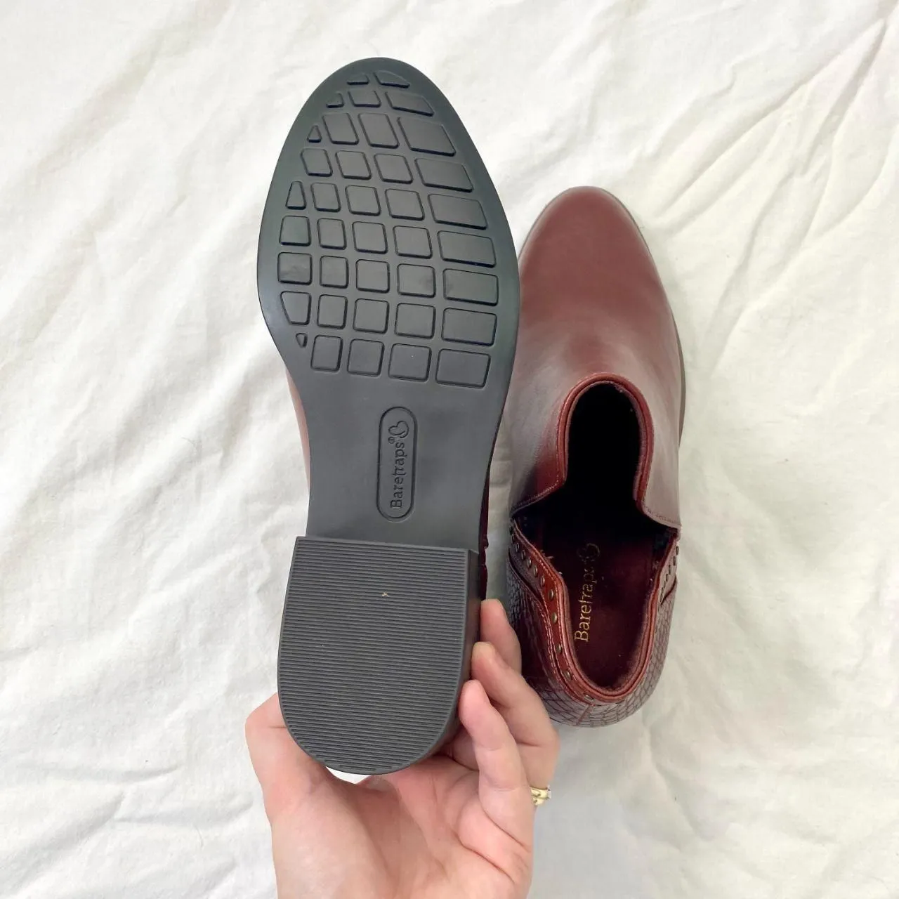 Baretraps Avril Ankle Boot  Western Burgundy Red Croc Studded Booties US 8 NEW - Image 6