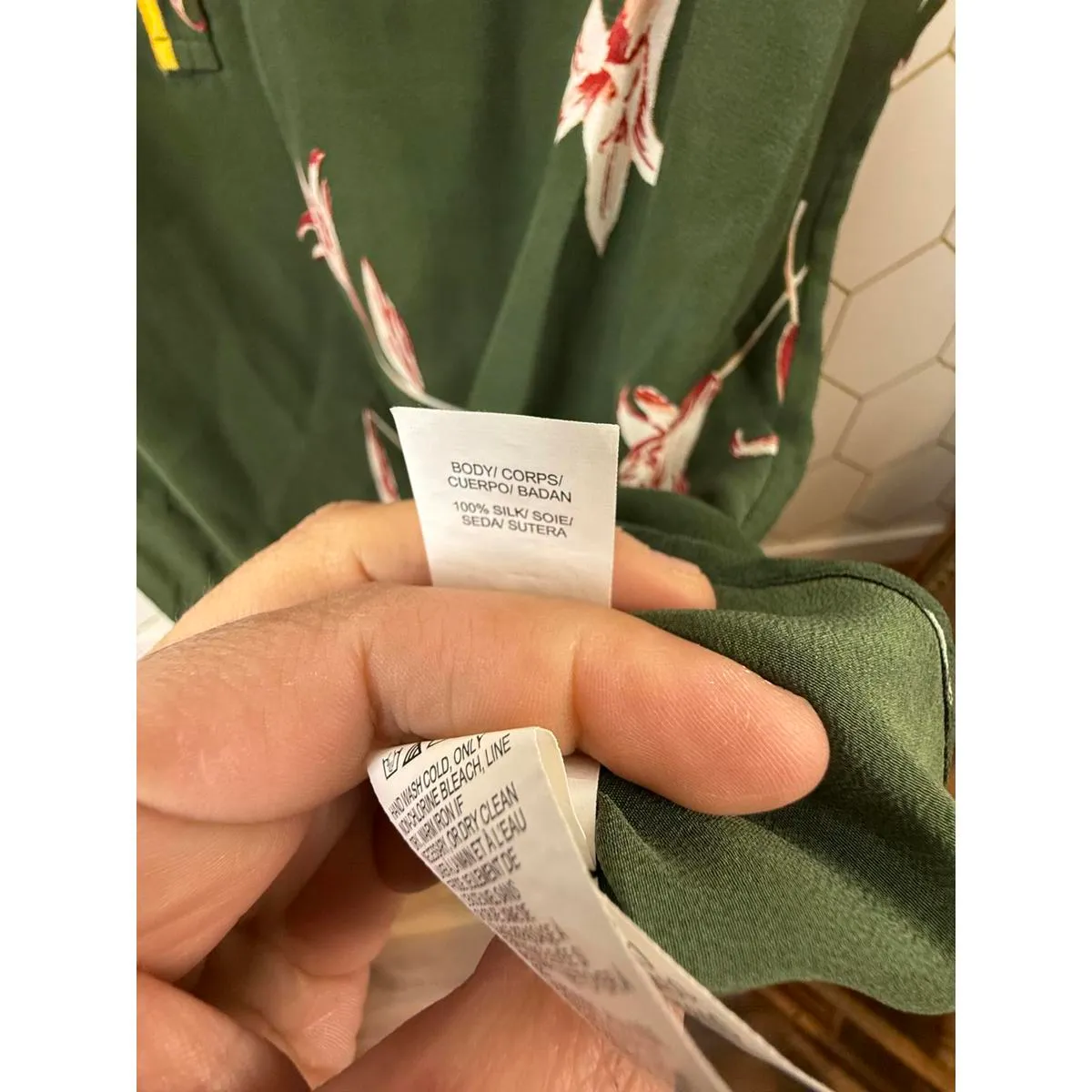 Lucky Brand Olive and Yellow 100% Silk Tank Top Blouse - Size - XL - Image 4