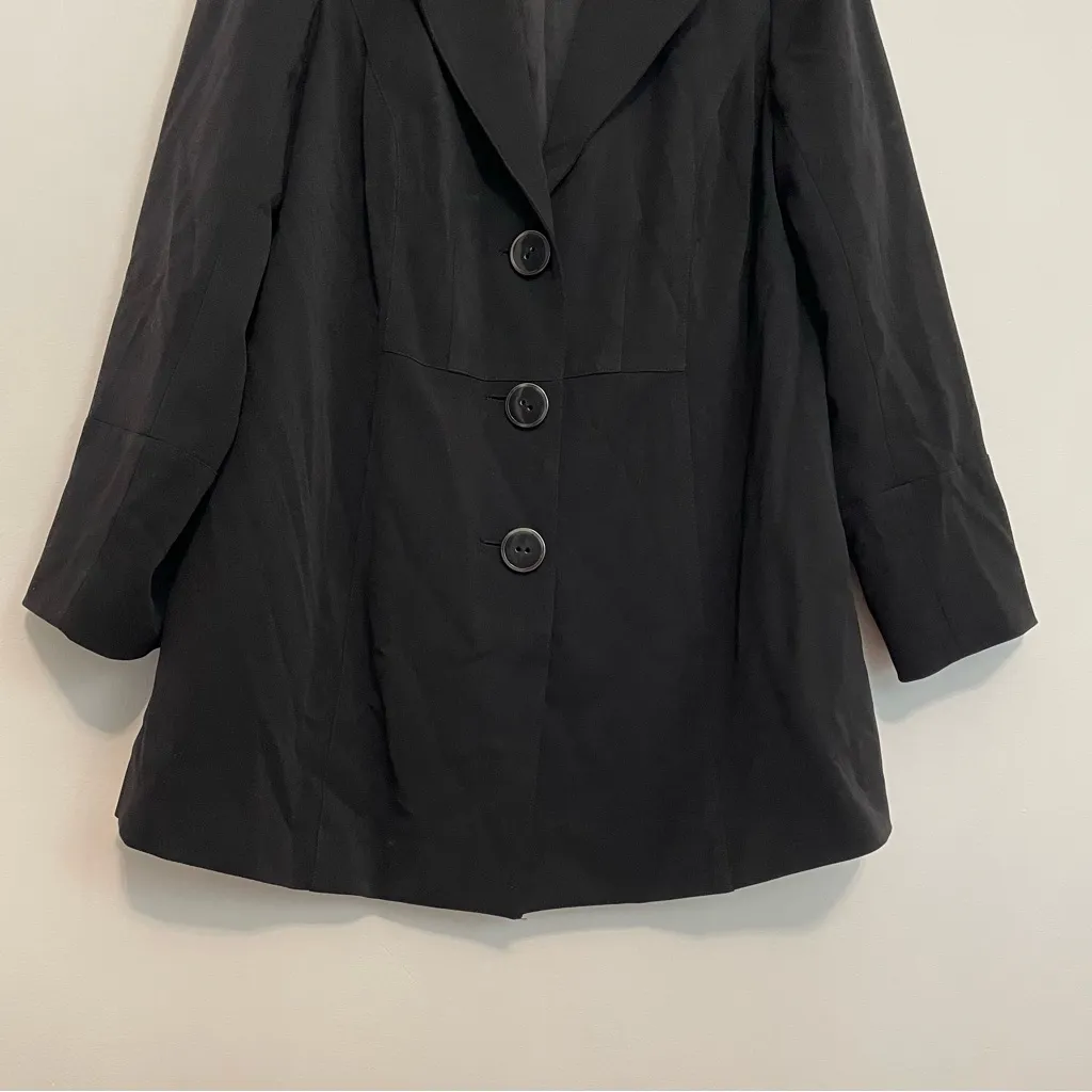 LANE BRYANT Plus Size Solid Black Three Button Long Duster Work Blazer or Jacket - Image 3