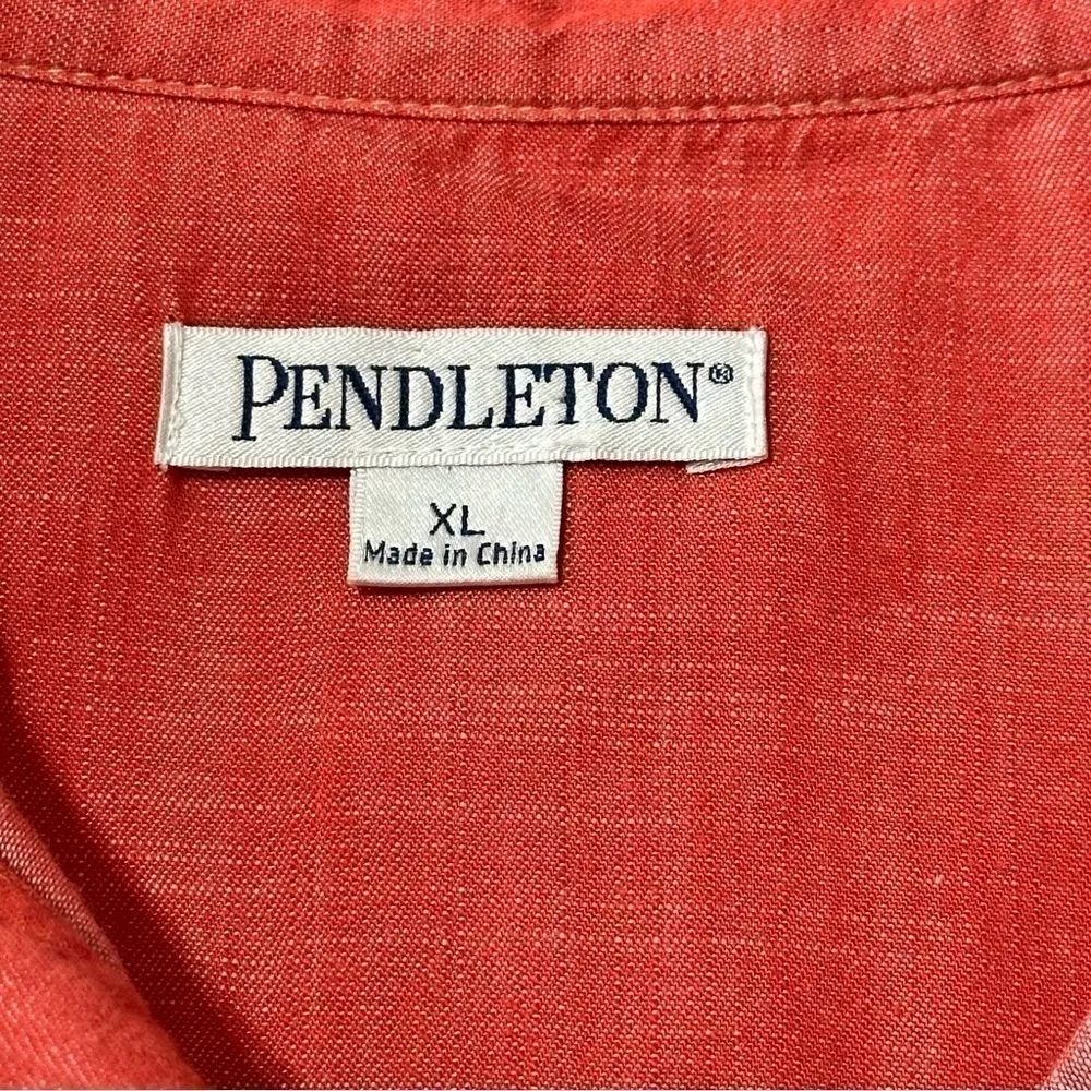 Pendleton Women’s Size XL Red Split Neck Button Down Oversized Shirt Tunic - Image 5