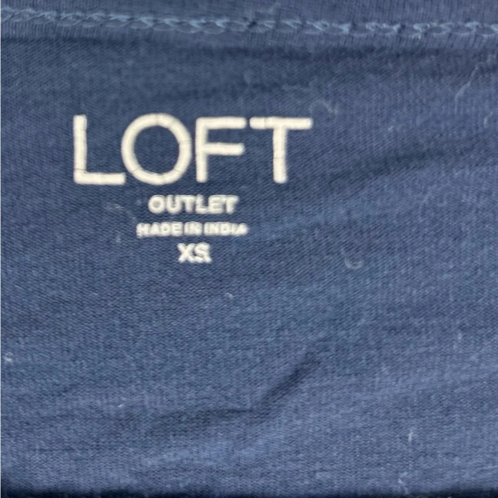 Ann Taylor LOFT Smocked Mixed Media Tee Top  Vapor Blue Blouse- XS - Image 2