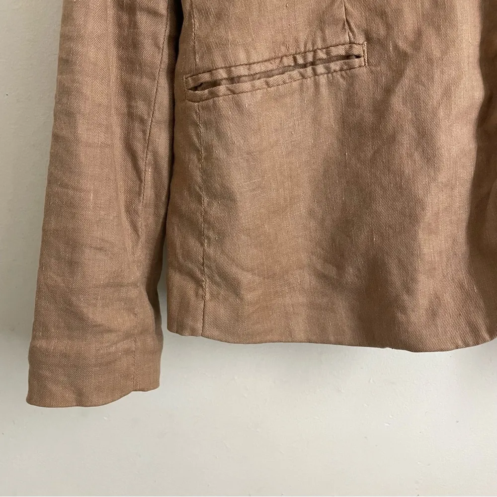 Level 99 Linen Stretch Blazer Tan size S - Image 7