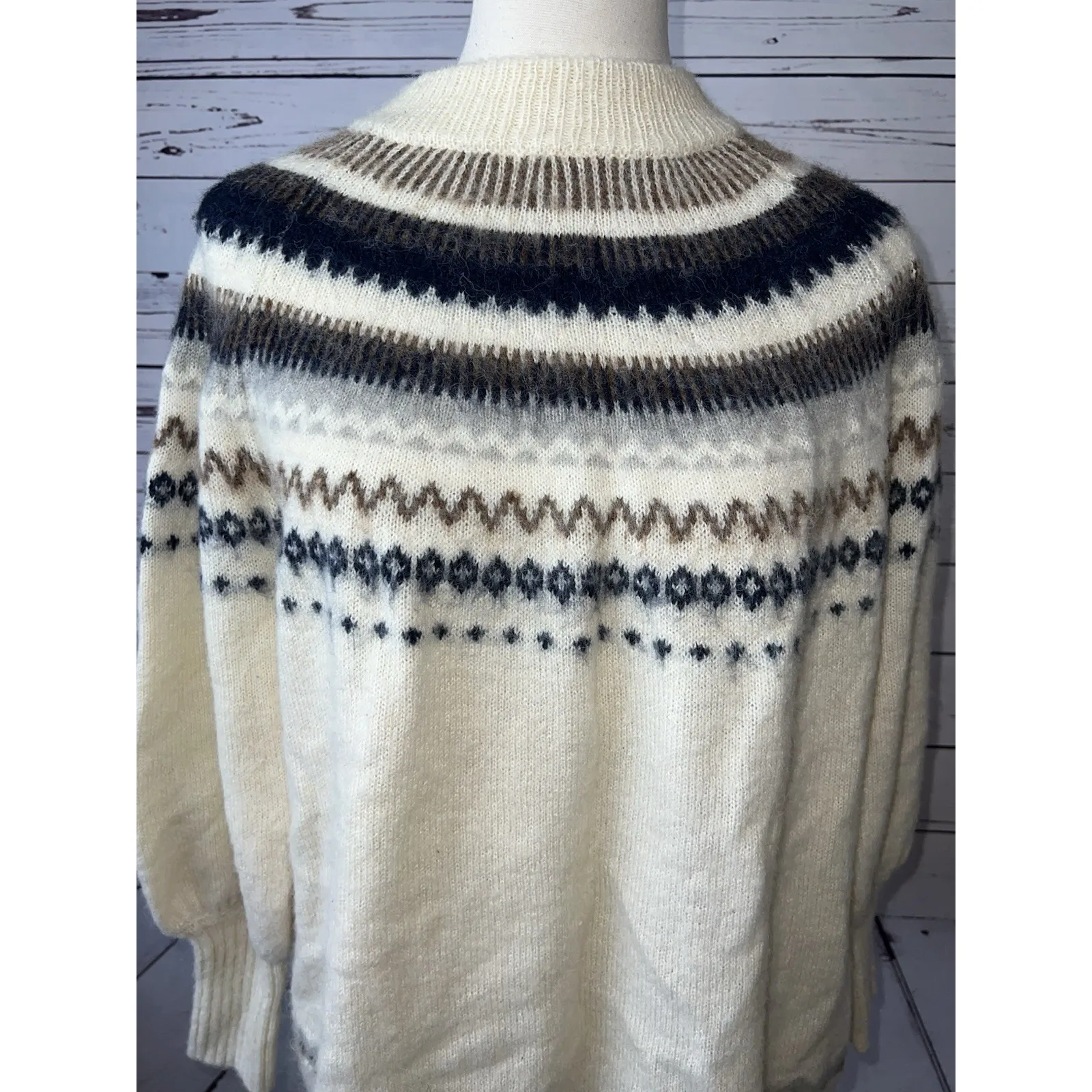 J Crew Fair Isle Sweater Wool Alpaca Wool size Medium BD152‎ Nordic Pullover - Image 6
