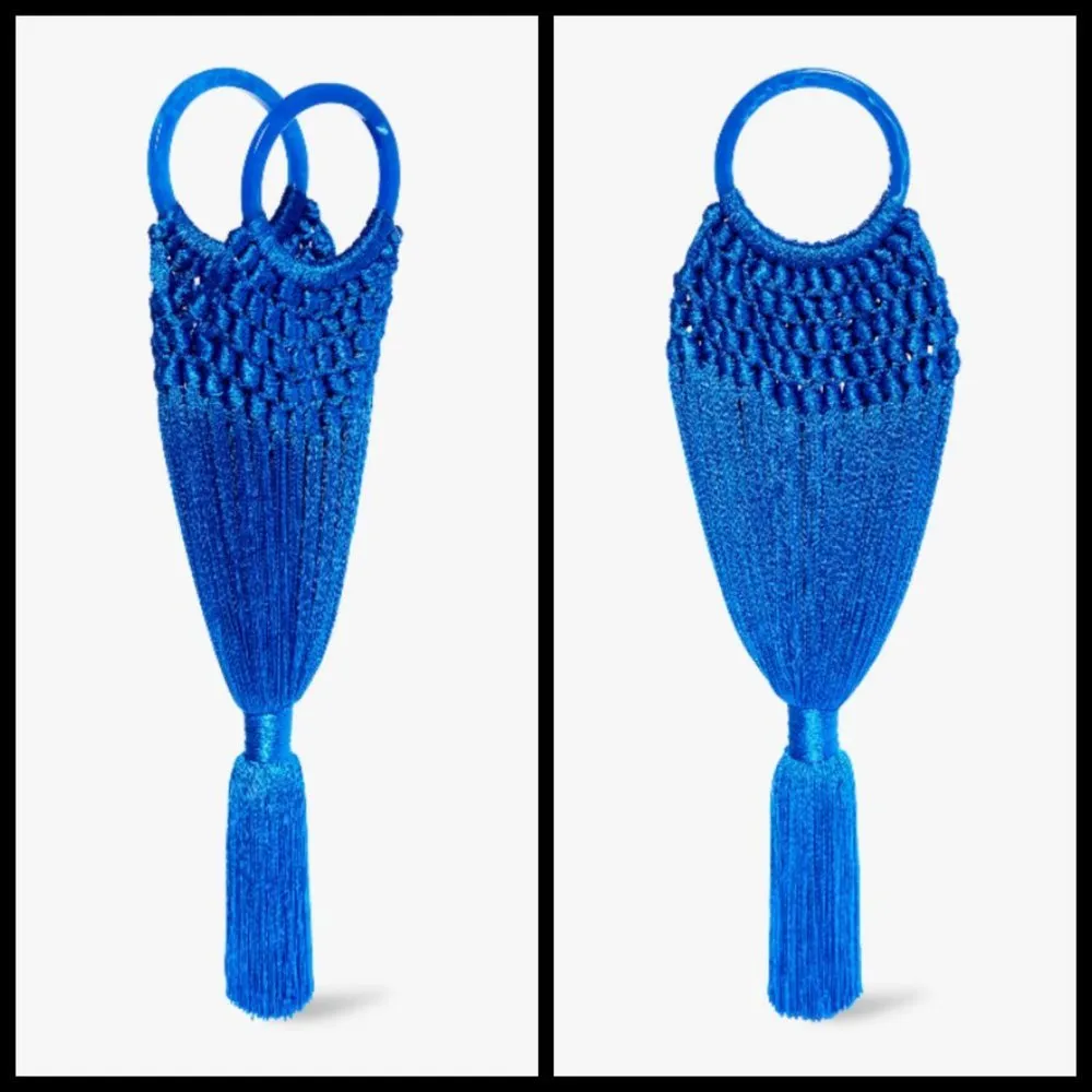 💕CULT GAIA💕 Angelou Mini Bag ~ Cobalt Blue Macrame Tassel Boho Chic - Image 6