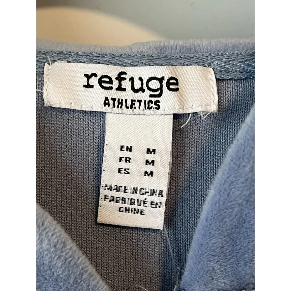 Refuge Hoodie Jacket Womens M Blue Velour Velvet Full Zip Rinestone QUEEN NEW - Image 6