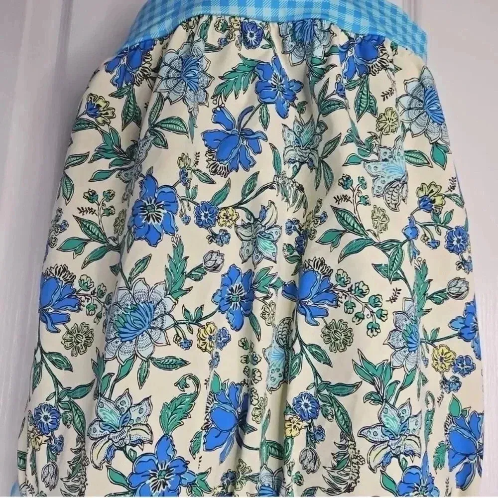 Lands End Chlorine Resistant Blouson Tankini Top Lotus Floral Gingham Size 30DDD - Image 5