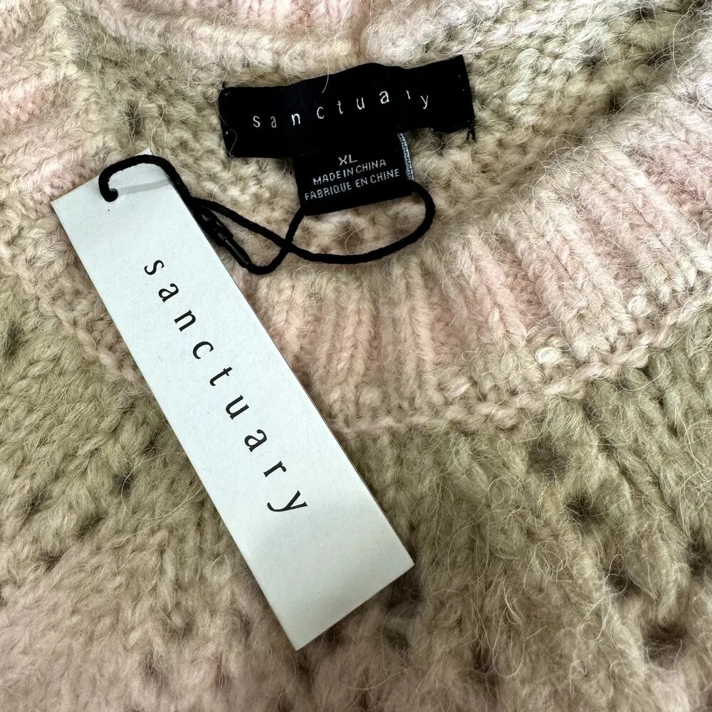 SANCTUARY Pointelle Sweater Mock Neck Pullover Pink Moonlight Multi NWT XL - Image 11