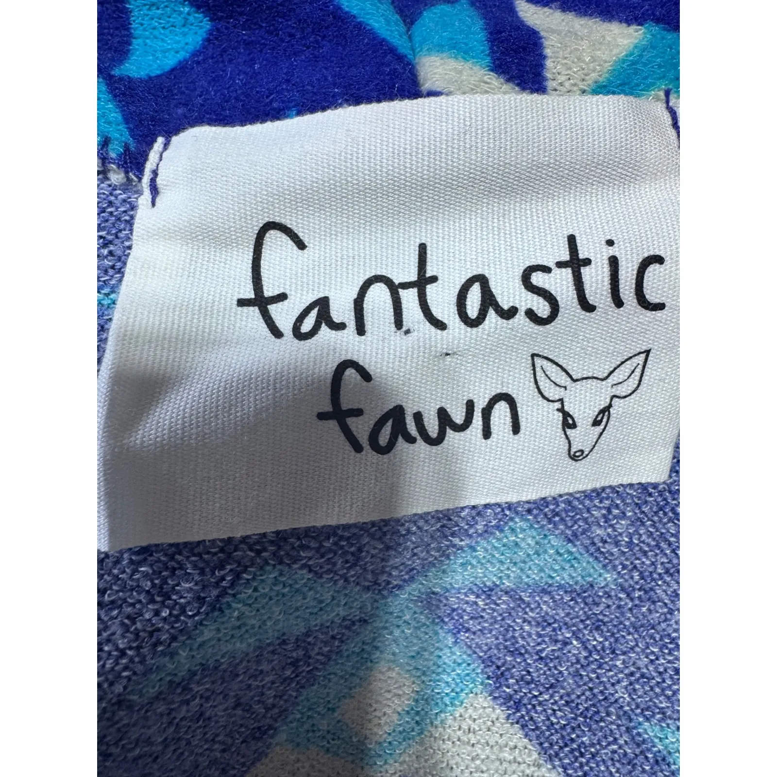 Fantastic Fawn Aztec Geometric Open Front Kimono Cardigan Blue Boho Womens Large - Image 7