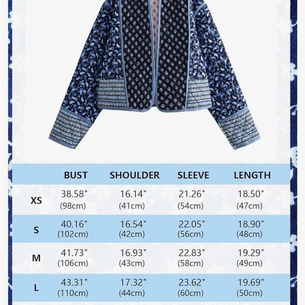 Sundayup Women's Paisley Print Reversible Cropped Jacket Blue - Image 6