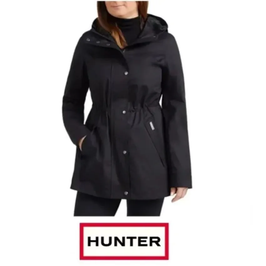HUNTER Water Resistant Smock Jacket Rain Coat BLACK - Image 2
