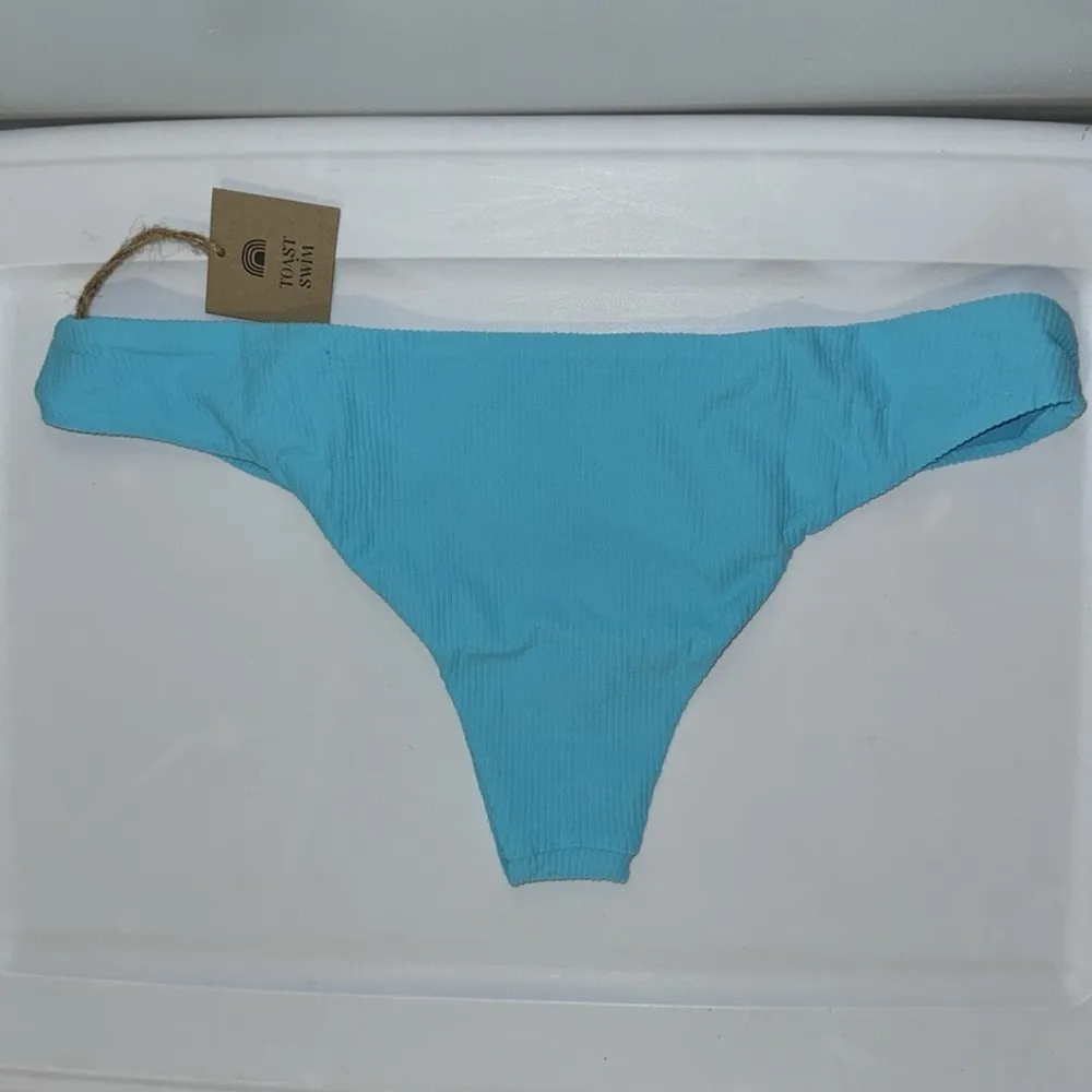 Free People x Toast Swim Low Rise Hipster Bikini Bottom Ribbed Turquoise XL Blue - Image 7