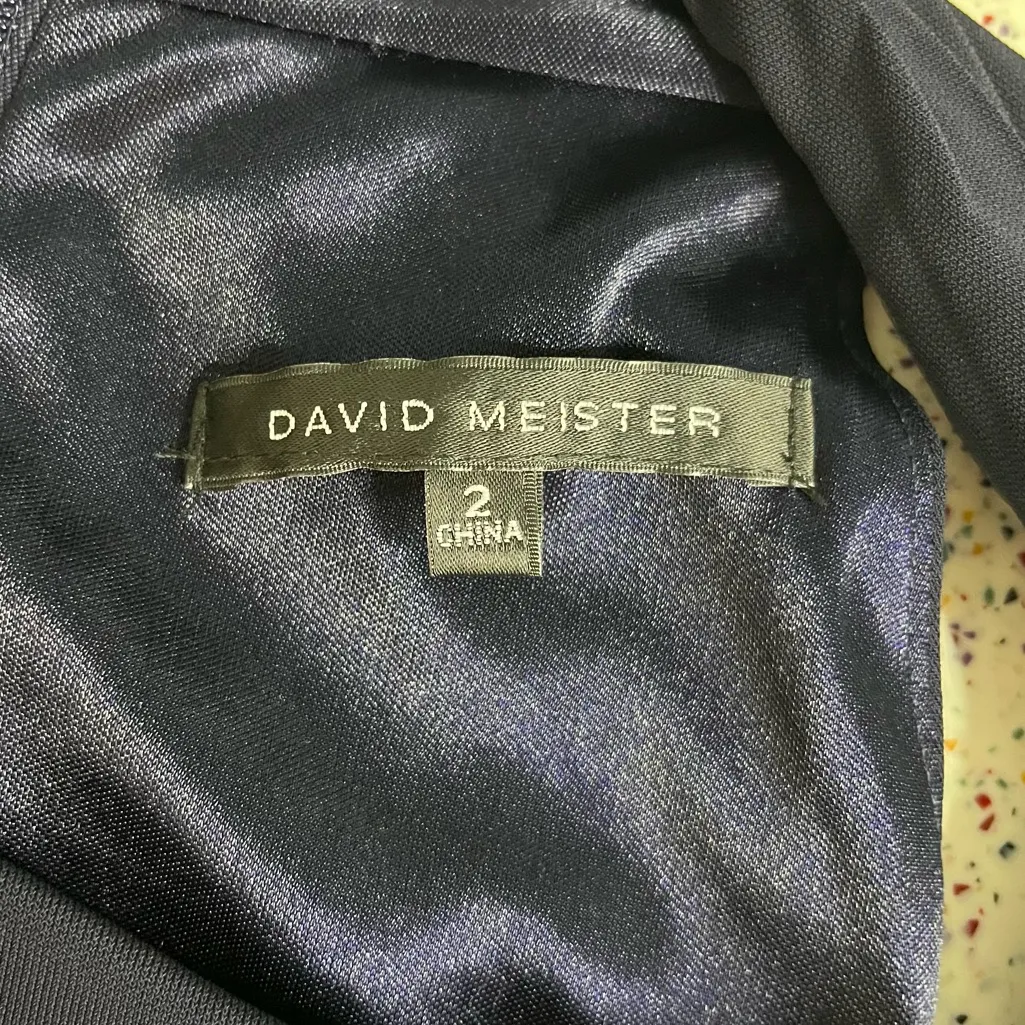 David Meister Fringe Cocktail Dress Women’s Size 2 Navy Blue Gatsby 1920s Party - Image 7