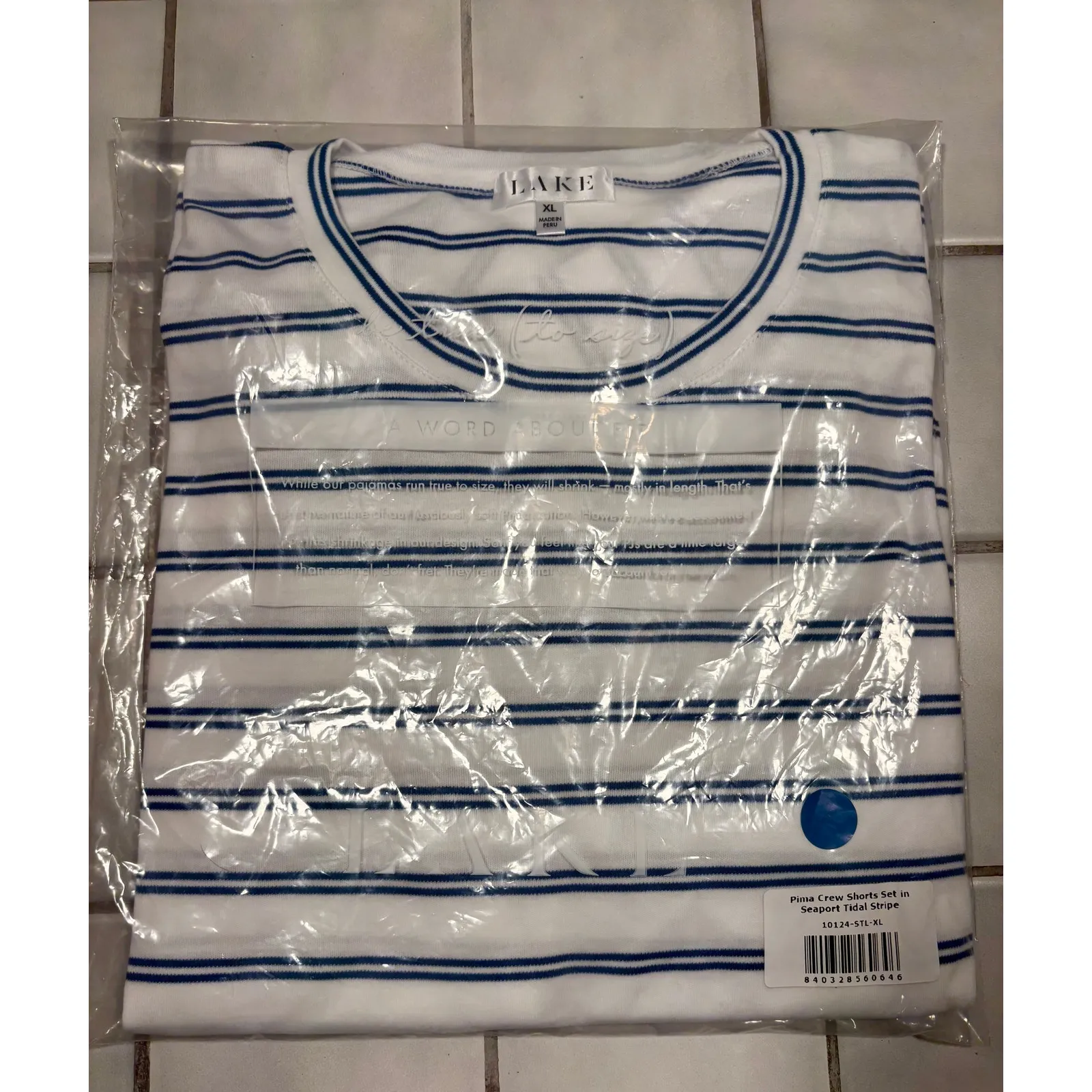 Lake Pajamas Pima Classic Short Set Seaport Tidal Stripe Sz XL New NWT Red - Image 2