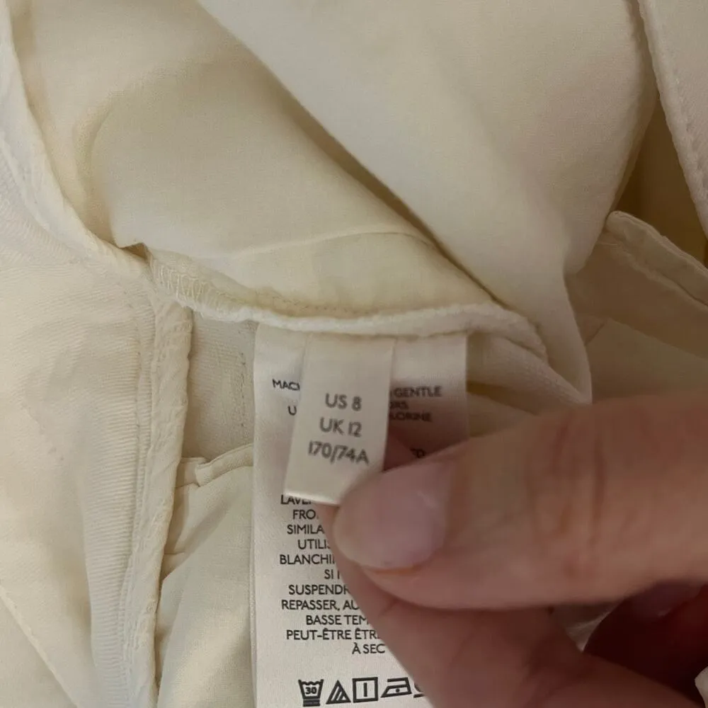 Maeve by Anthropologie Pleated Cropped Aston Pants Wide Leg in Ivory sz. 8 - Image 10