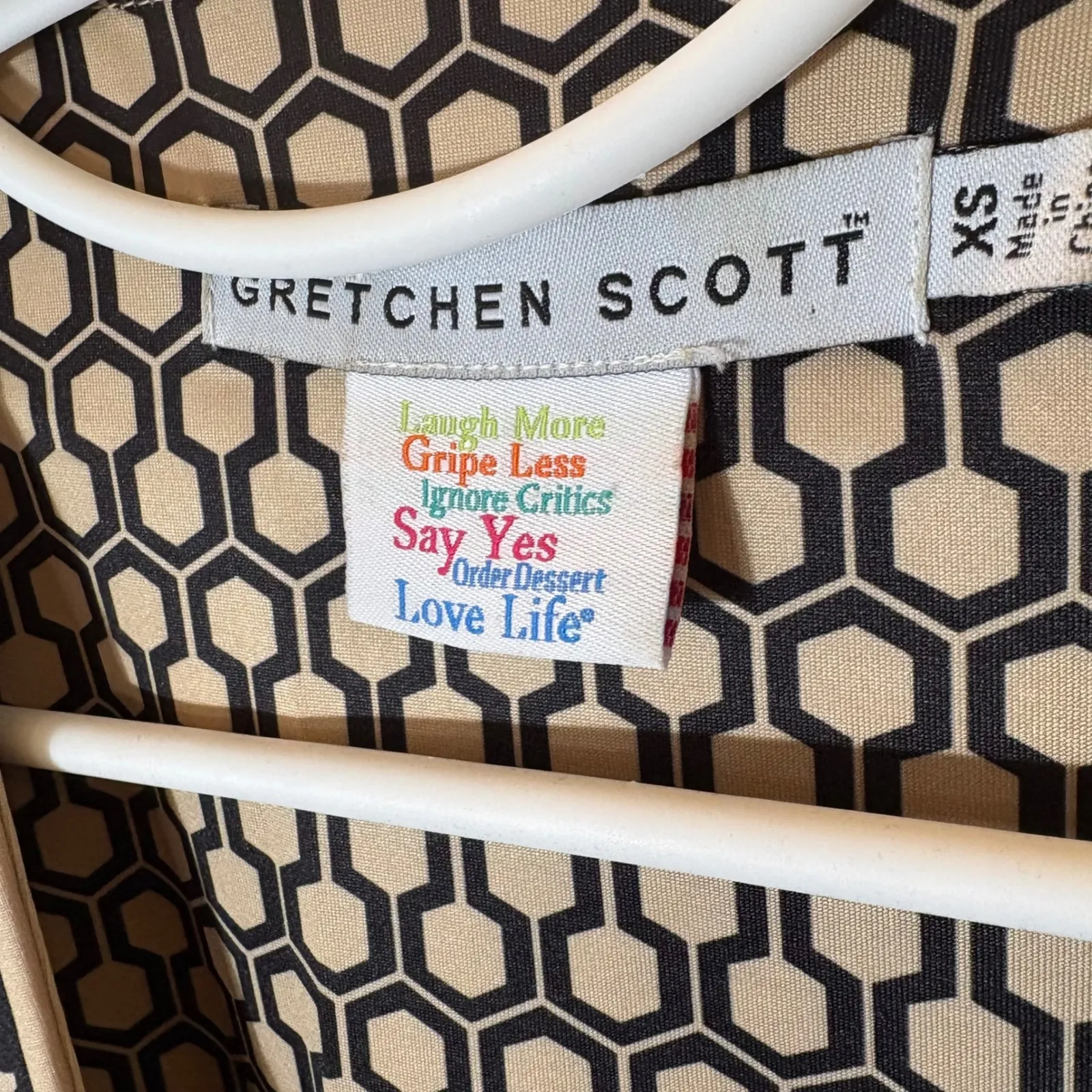 Gretchen Scott 3/4 Sleeve Jersey Wrap It Up Dress in Rio Print Size XS Tan - Image 5