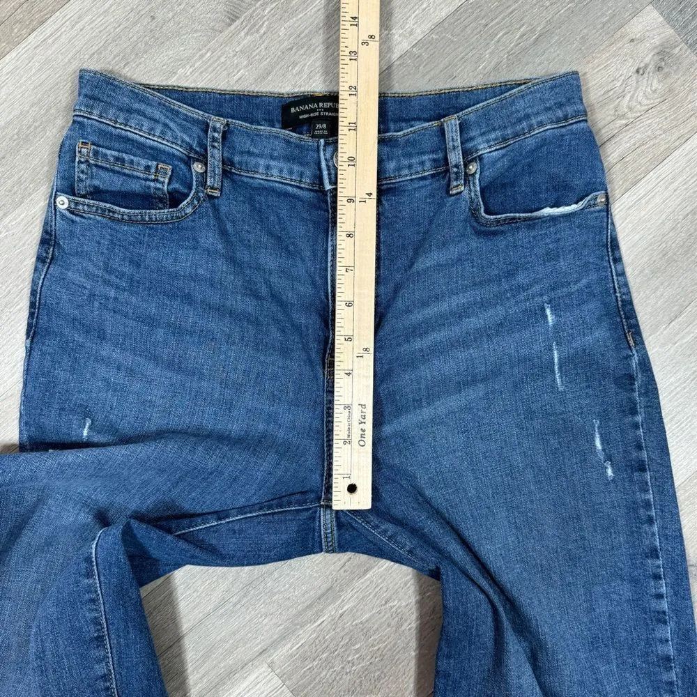 Banana‎ Republic High Rise Straight Mom Jeans Blue 8 29 Distressed Crop - Image 12