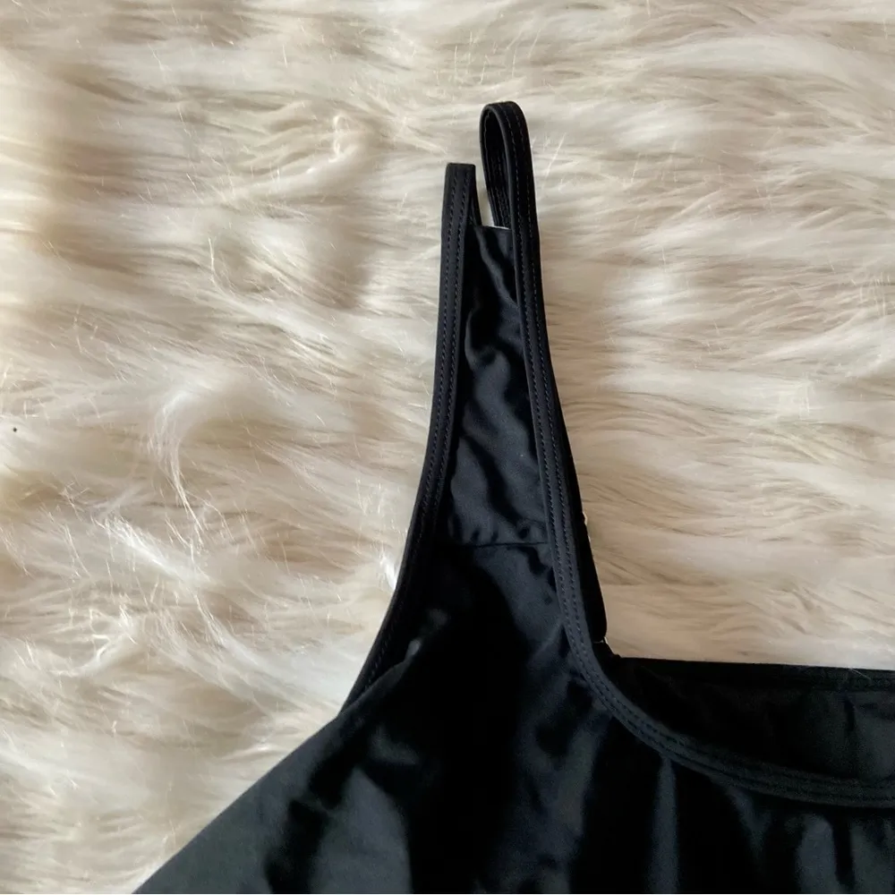 PitPat Black Tank Swing Ruffle Front Adjustable Strap Bikini Top Sz L Size L - Image 10