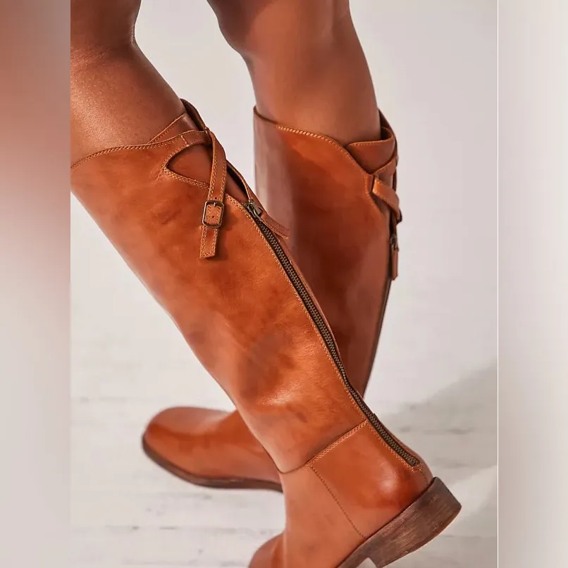 🆕 FREE PEOPLE | EVERLY EQUESTRIAN STRAP BOOT | SADDLE TAN | SZ: 8.5 - Image 2