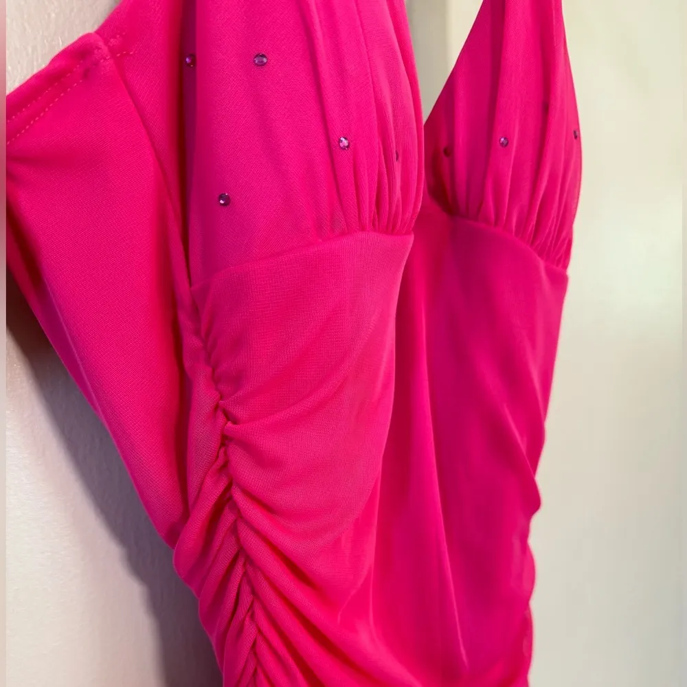 Taboo Pink  Ruffle Tiered Halter Dress Y2K - Image 4