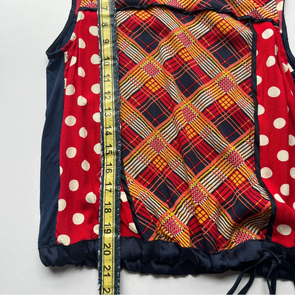 Polka Dot and Plaid Sleeveless Top Red - Image 8