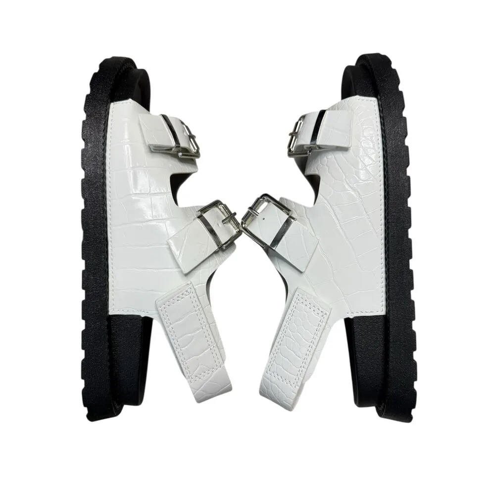 Union Bay VegaSport Sandals Women 8 White Black Chunky Platform Faux Leather - Image 7