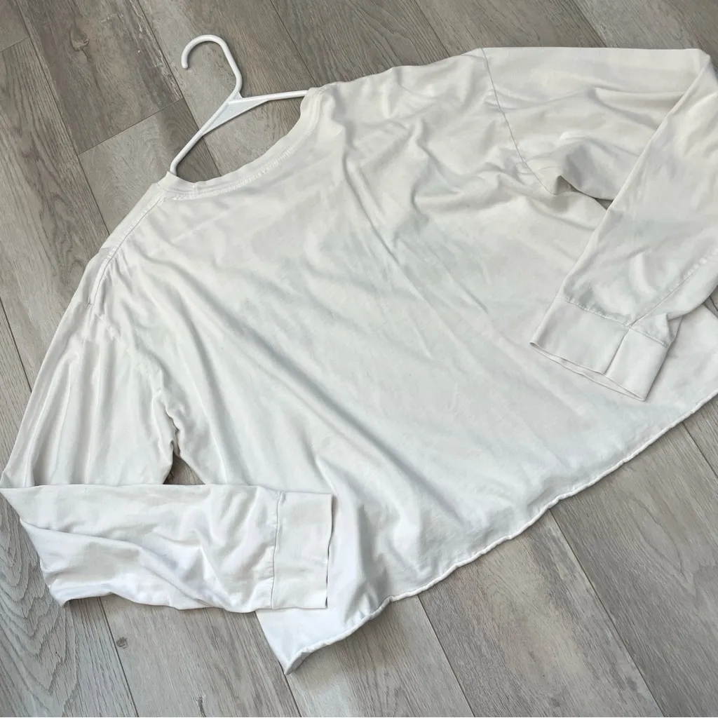 Brandy Melville Tshirt new york long sleeve crop oversized womens White one size - Image 4