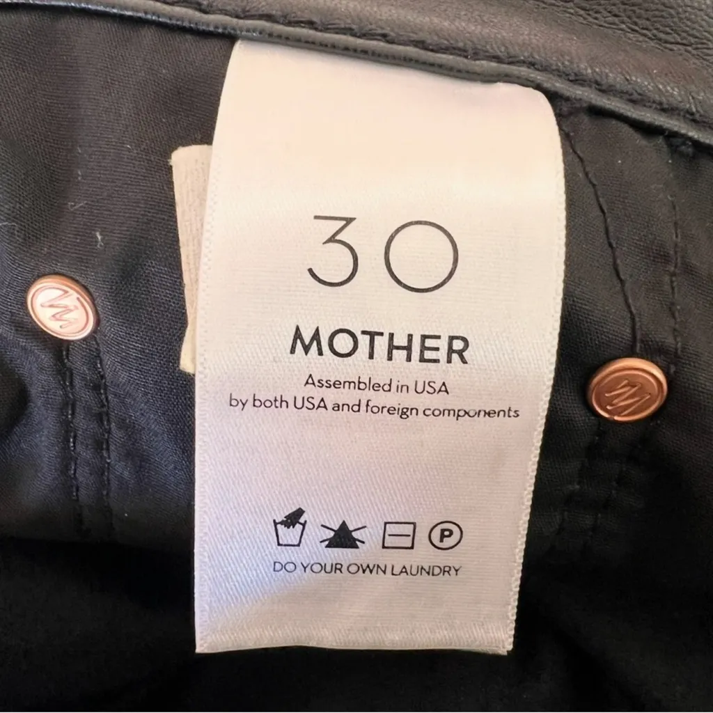 MOTHER Faux Leather 5 Pocket The Super Swooner In Wax On Wax Off Size 30 Black - Image 11