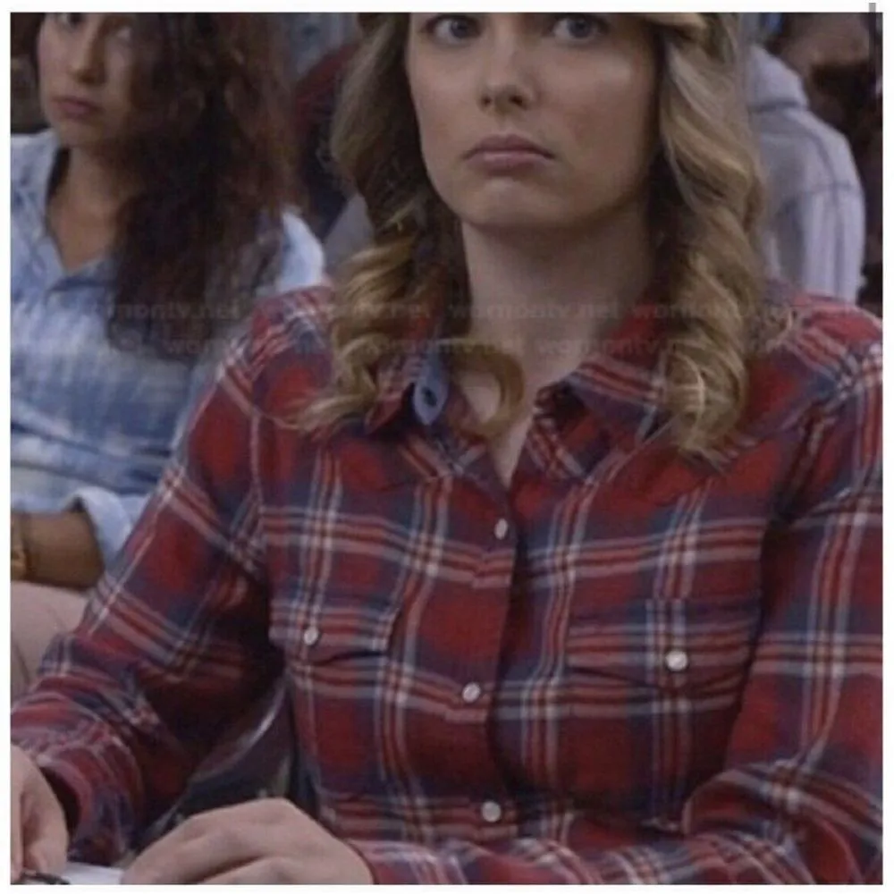 Jachs Girlfriend Bea  Womens Red Plaid Flannel Button Down Size Small - Image 3