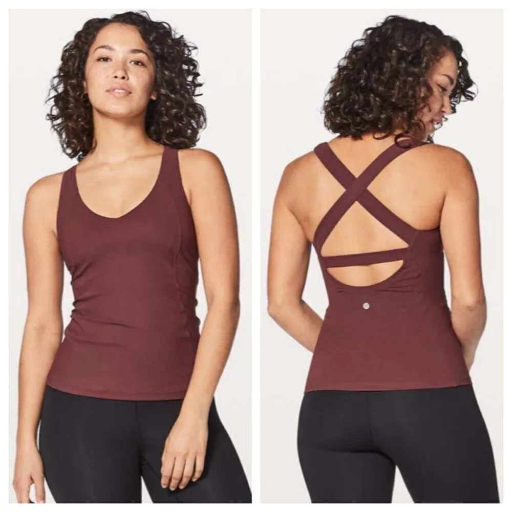 Lululemon Long Breath 2-In-1 Tank In Redwood / Auburn Size 4 - Image 3