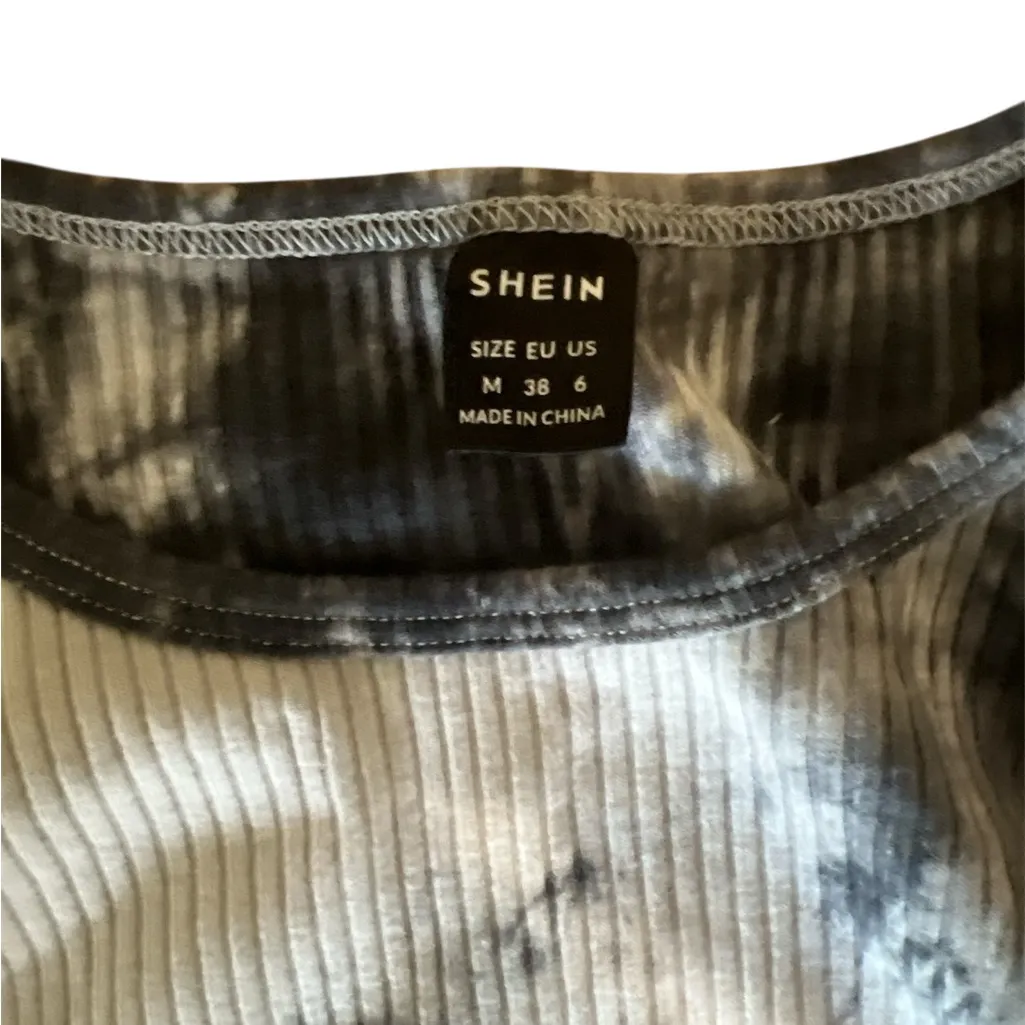 SHEIN white and black tie-dye ruched bodycon dress size M/6 in great condition - Image 4