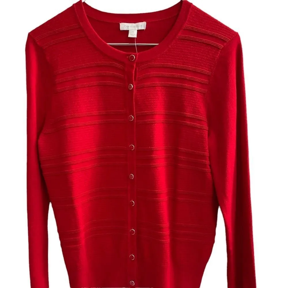 Charter Club Red‎ Button Down Cardigan - PM - NWT - Image 4