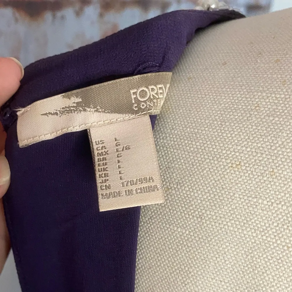 Purple Chiffon Beaded Keyhole Halter Maxi Dress Gown size Large bridesmaid - Image 9