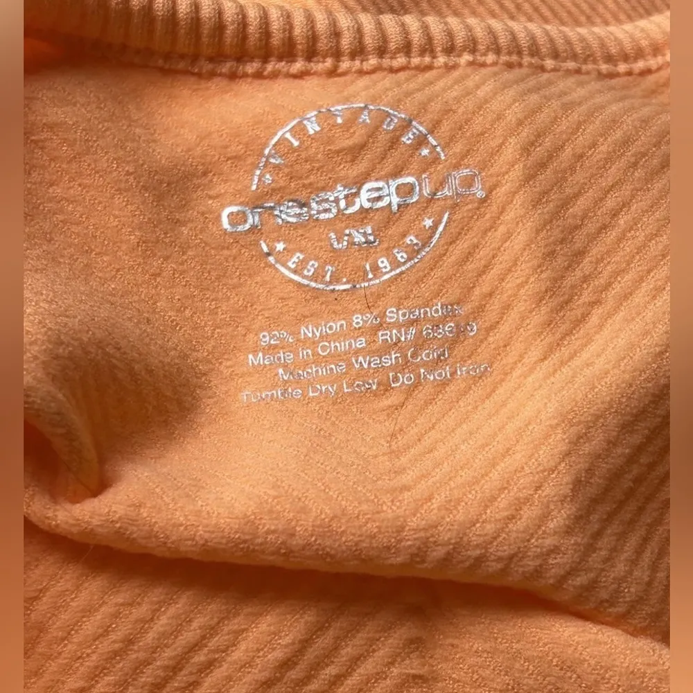 One Step Up Neon Peach Tank Top Size L - Image 3