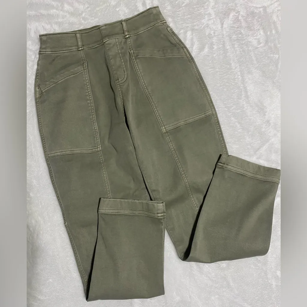 Spanx Stretch Twill Straight Leg Pants Olive Oil Green S Size XS - Image 4