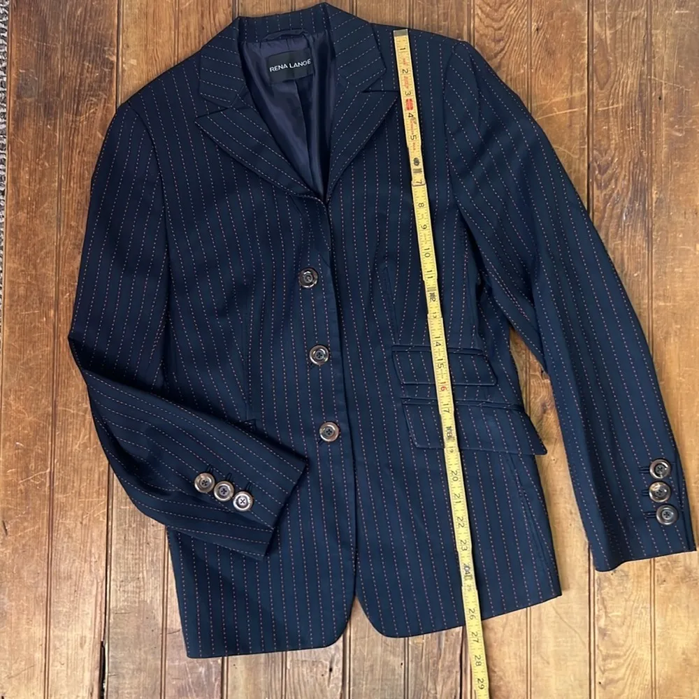 Women’s Rena Lange slate/coral Pinstripe Blazer size 38 Black - Image 3