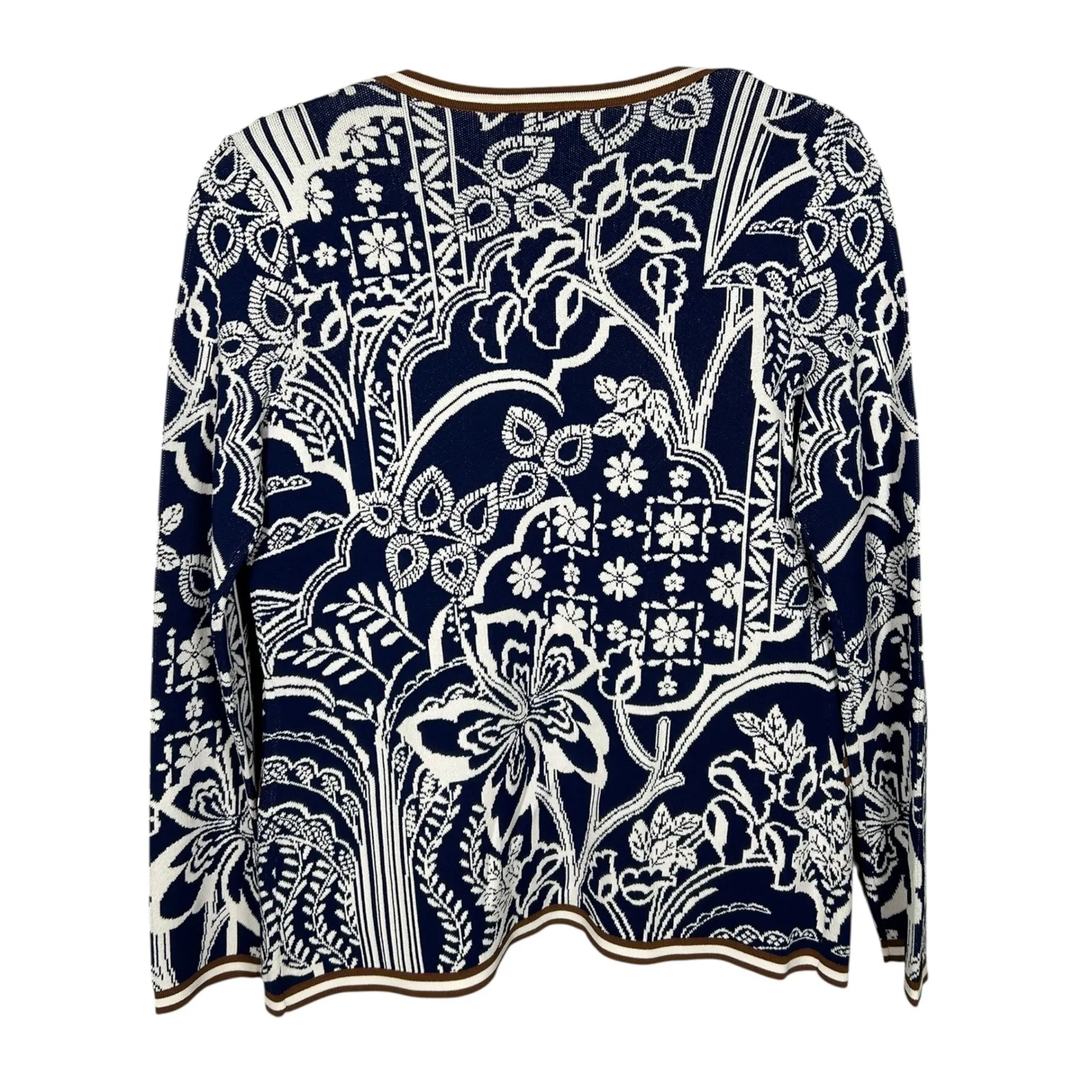 Carlisle Collection NWOT Knit Cardigan Tank Set Floral Print Navy Brown White XS - Image 4