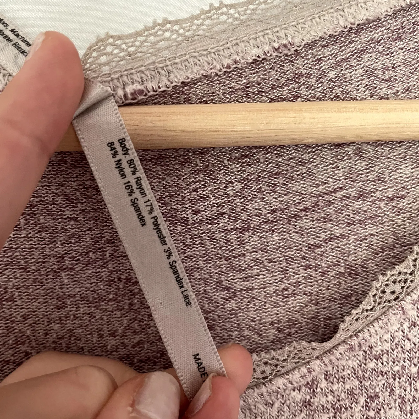 Soma purple white speckled long sleeved soft sleep shirt women's size L rayon Size L - Image 4