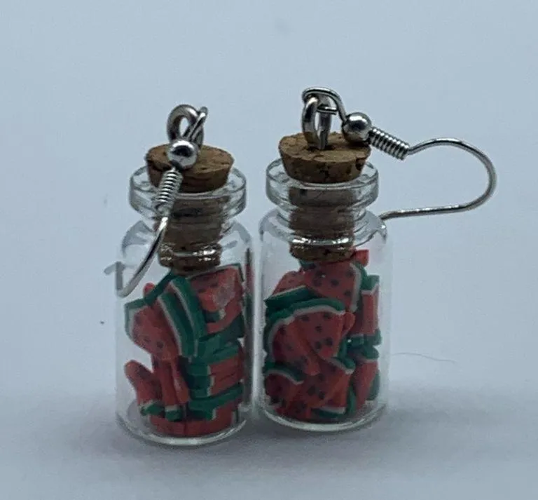 NEW Watermelon slices in mason jar fashion earring - Image 14