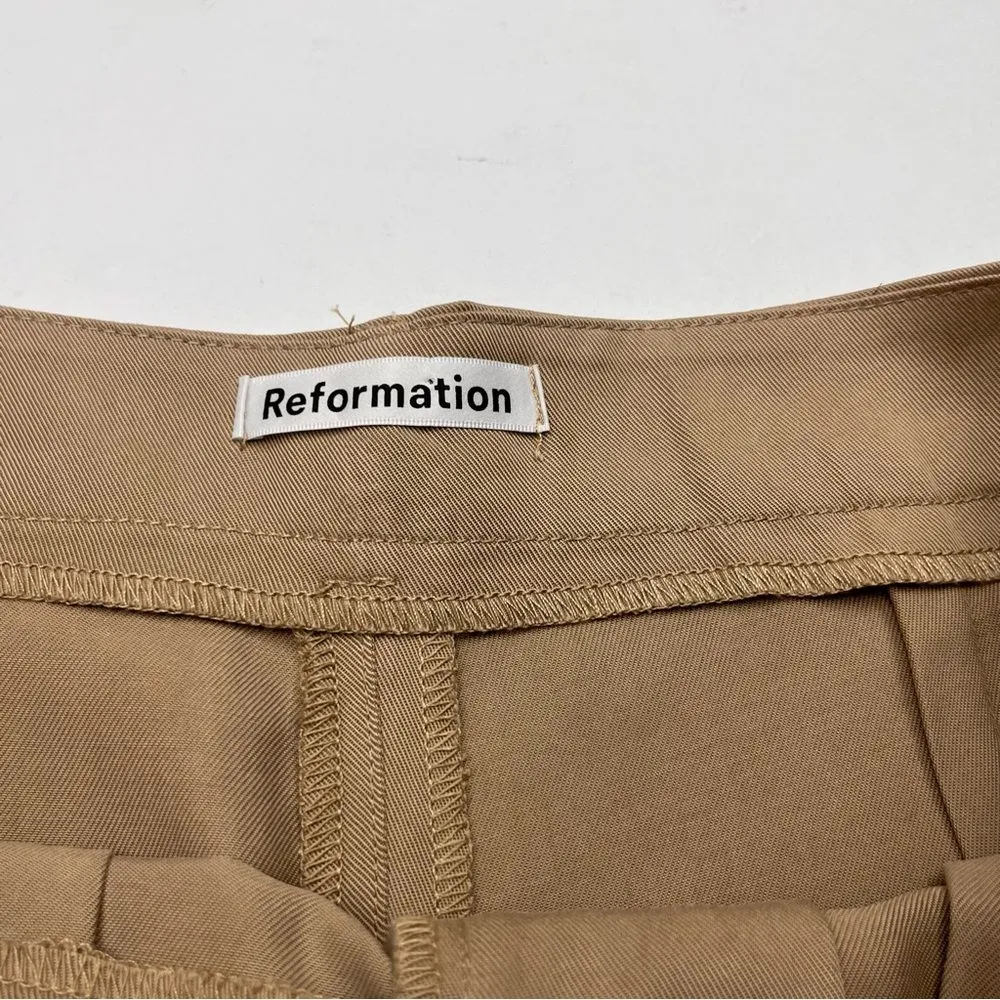 Reformation Mason Wide Leg Tencel Lyocell Pants Beige High Waist Trouser 4 *FLAW - Image 2