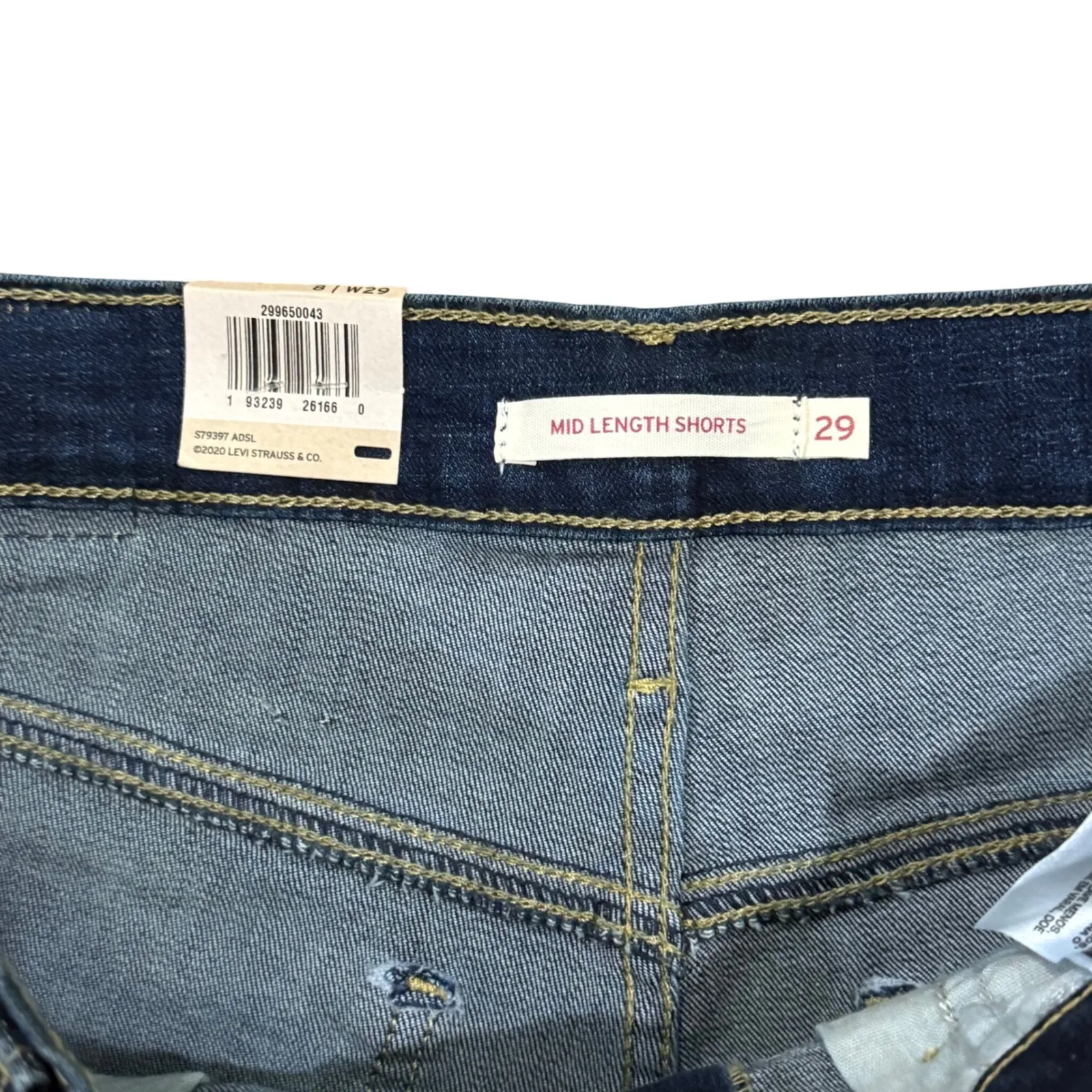 Levi Strauss Co Mid Length Shorts Women Dark Wash Denim Cuffed Size 29 Blue - Image 4