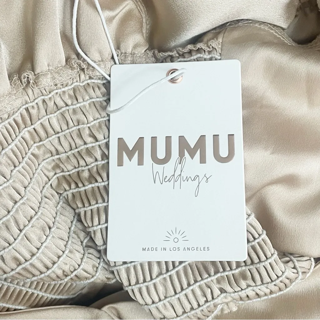 NWT Show Me Your Mumu Nora Maxi Dress Size 1X Champagne Satin Puff Sleeve Formal - Image 9