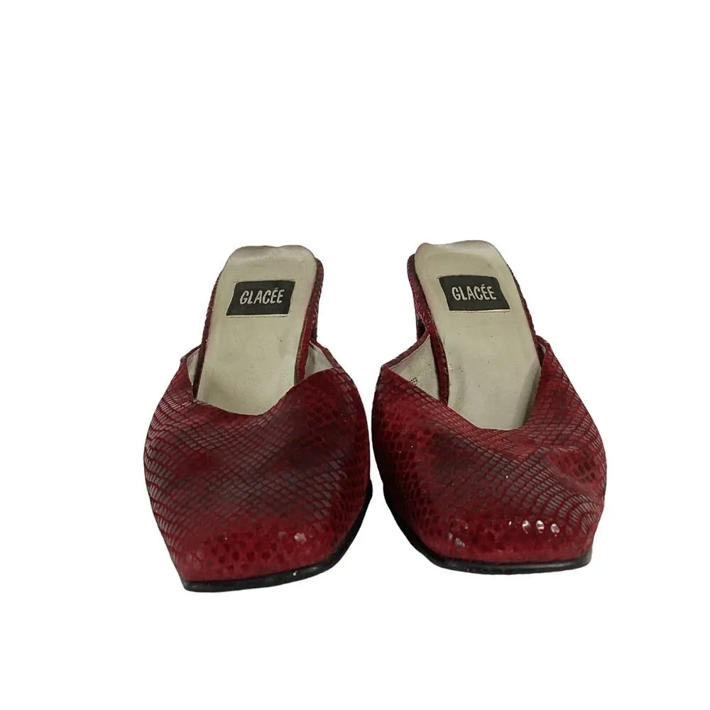 Vintage Glacee Pink Snakeskin Mules Size 7.5 - Image 2