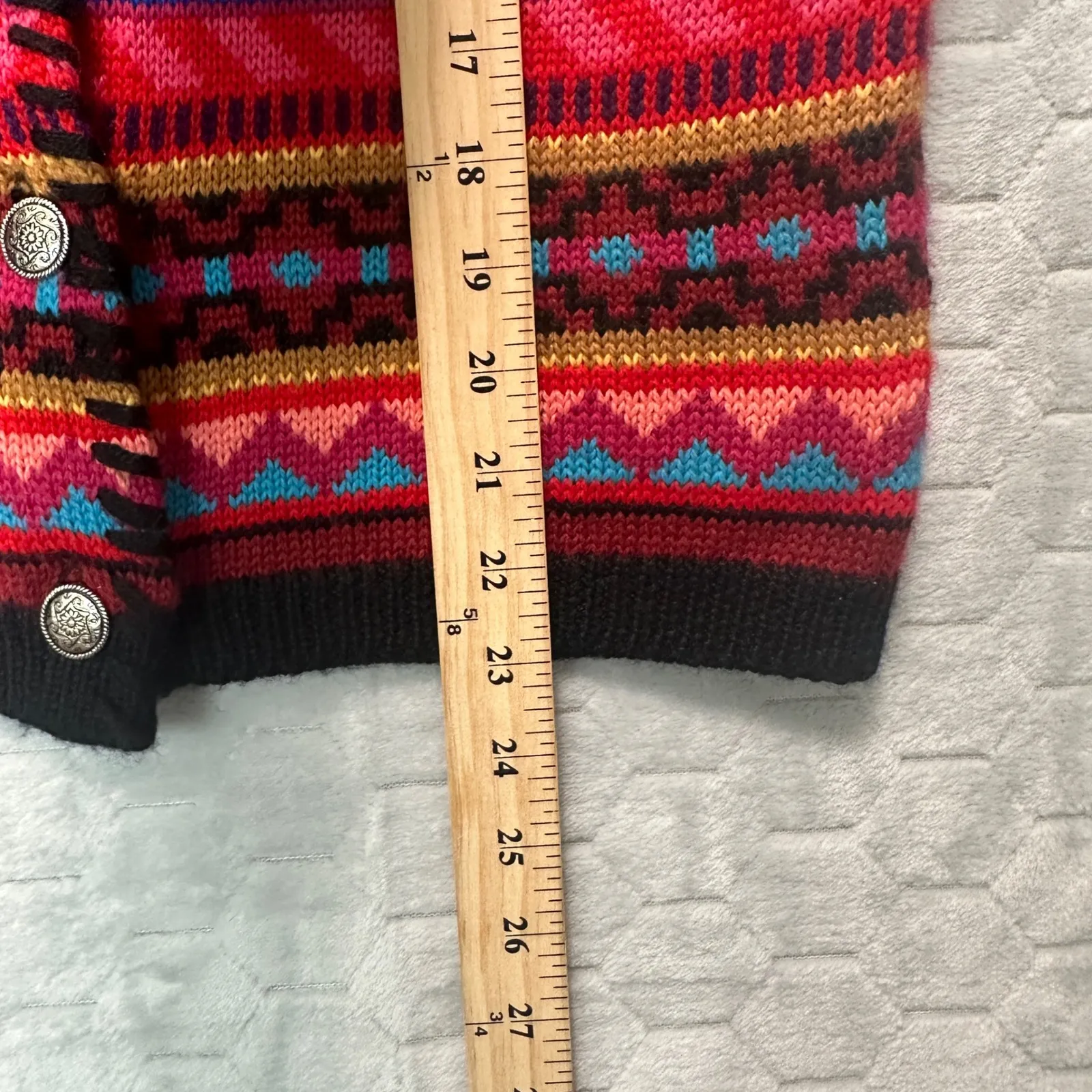 Kenny Rogers Miller's Womens L (Modern M) Southwestern‎ Aztec Knit Button Vest Red Size M - Image 5